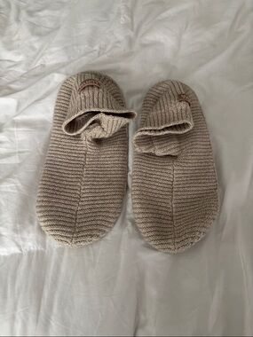 lunya Knit Ribbed Slippers in Beige